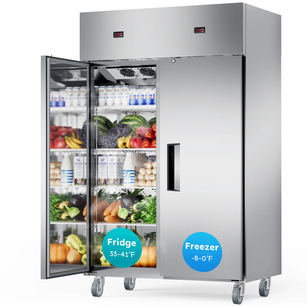 48" W Commercial Refrigerator Freezer 2 Temperature Zones
