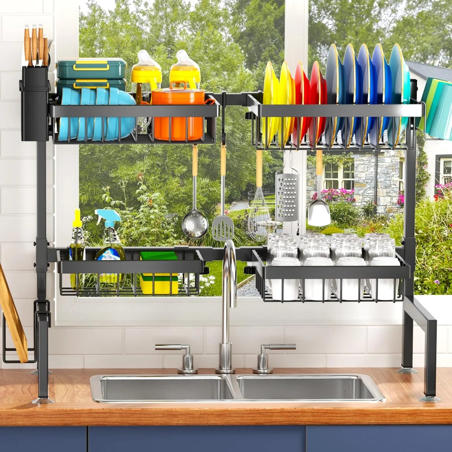 2-Tier Over-The-Sink Dish Rack, Large