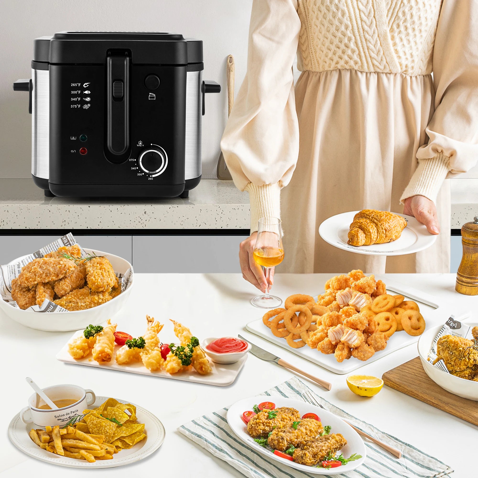 2.5L 1500W Electric Deep Fryer Large Capacity