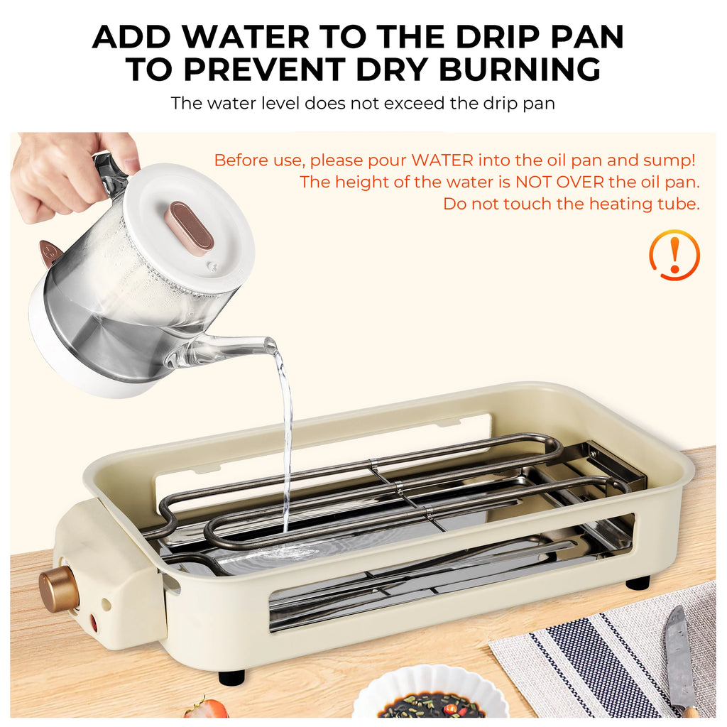 Smoke-Free Electric Grill Includes grill rack, baking tray