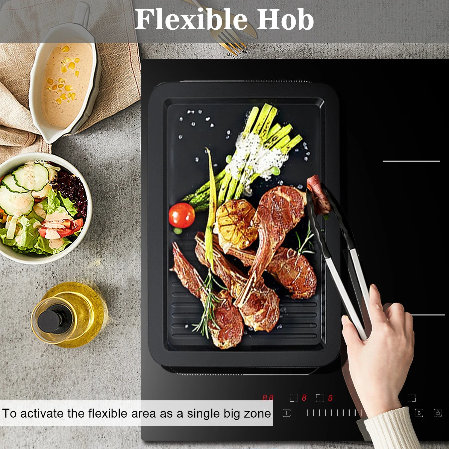 Built-in 4-Burner Induction Cooktop, Slider Control, Boost 7200W