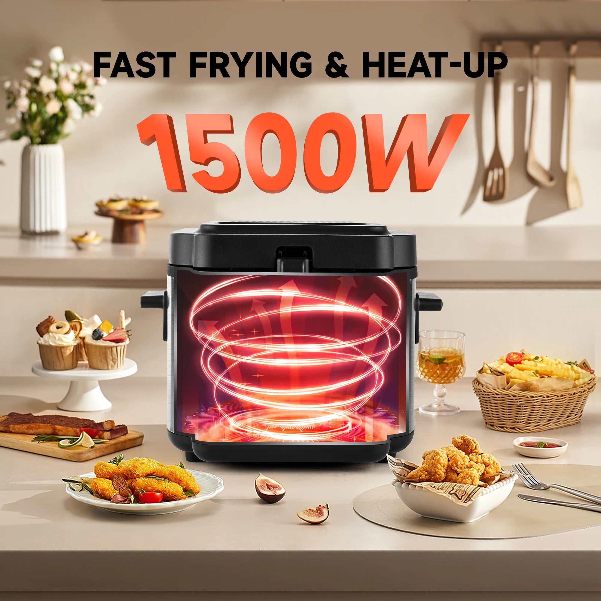 2.5L 1500W Electric Deep Fryer Large Capacity