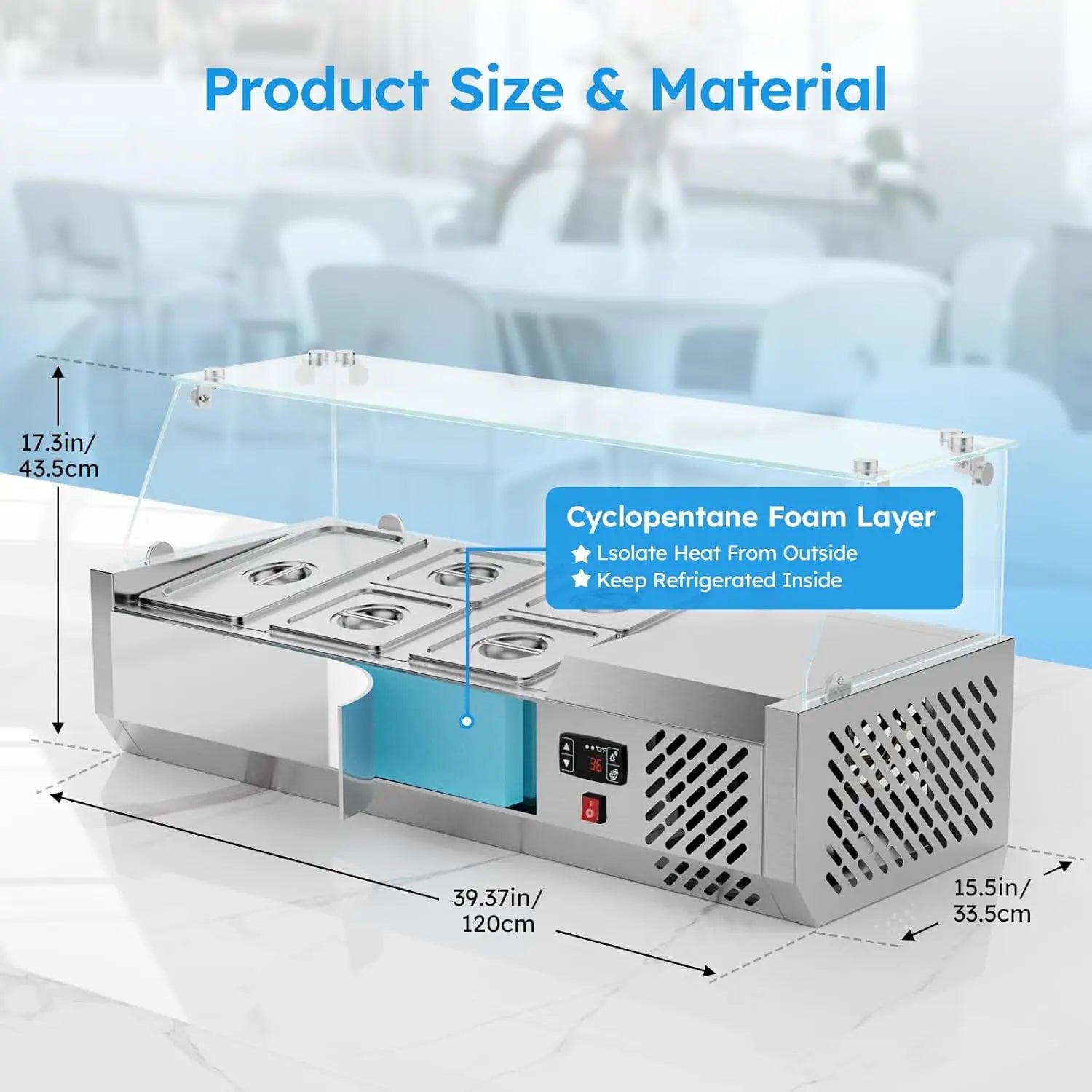ETL Certified 40" Sandwich/Salad/Pizza Prep-Table Refrigerator