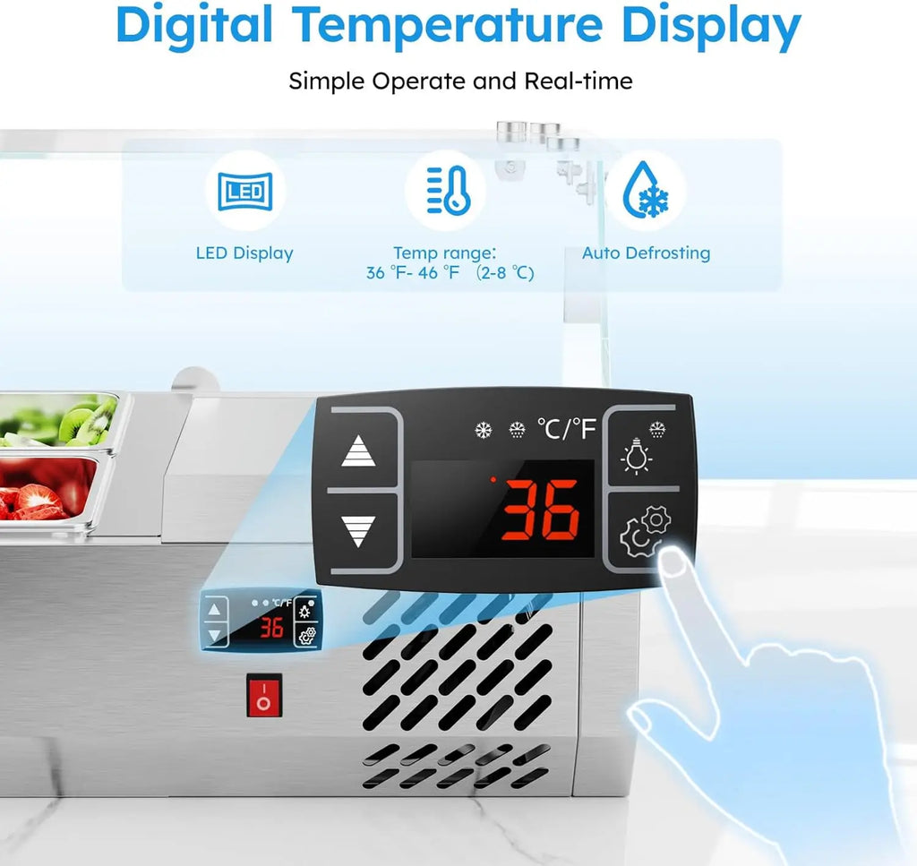 ETL Certified 40" Sandwich/Salad/Pizza Prep-Table Refrigerator