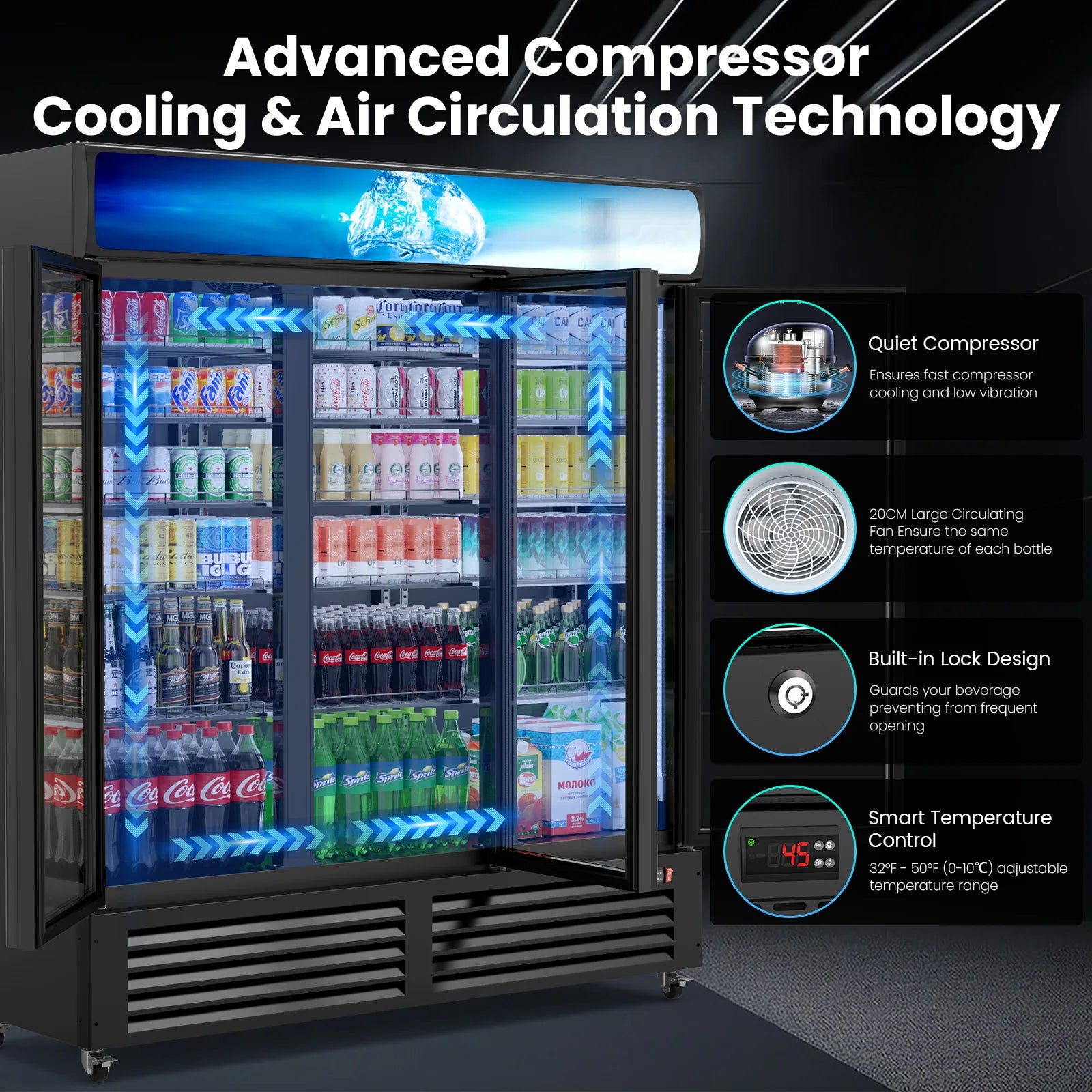 56 CF Commercial Display Beverage Fridge