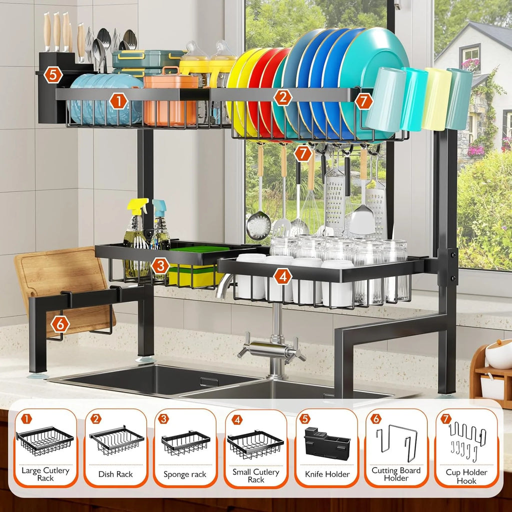 2-Tier Over-The-Sink Dish Rack, Large