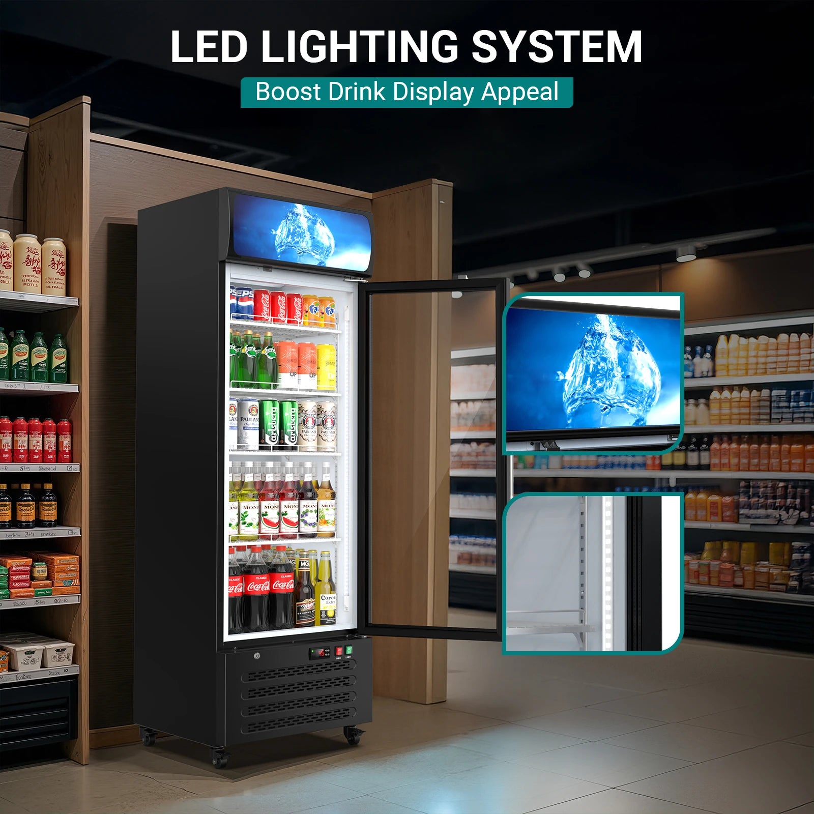 14.8 CF Commercial Merchandiser Refrigerator Glass Door