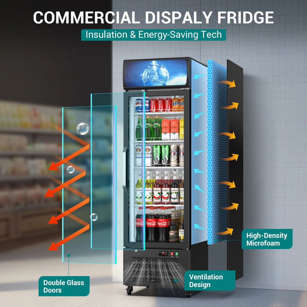 14.8 CF Commercial Merchandiser Refrigerator Glass Door