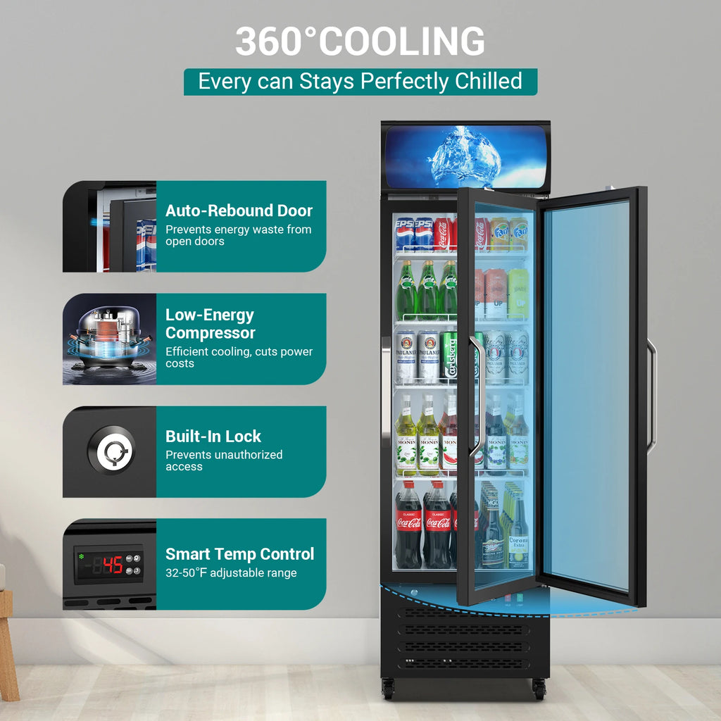 14.8 CF Commercial Merchandiser Refrigerator Glass Door