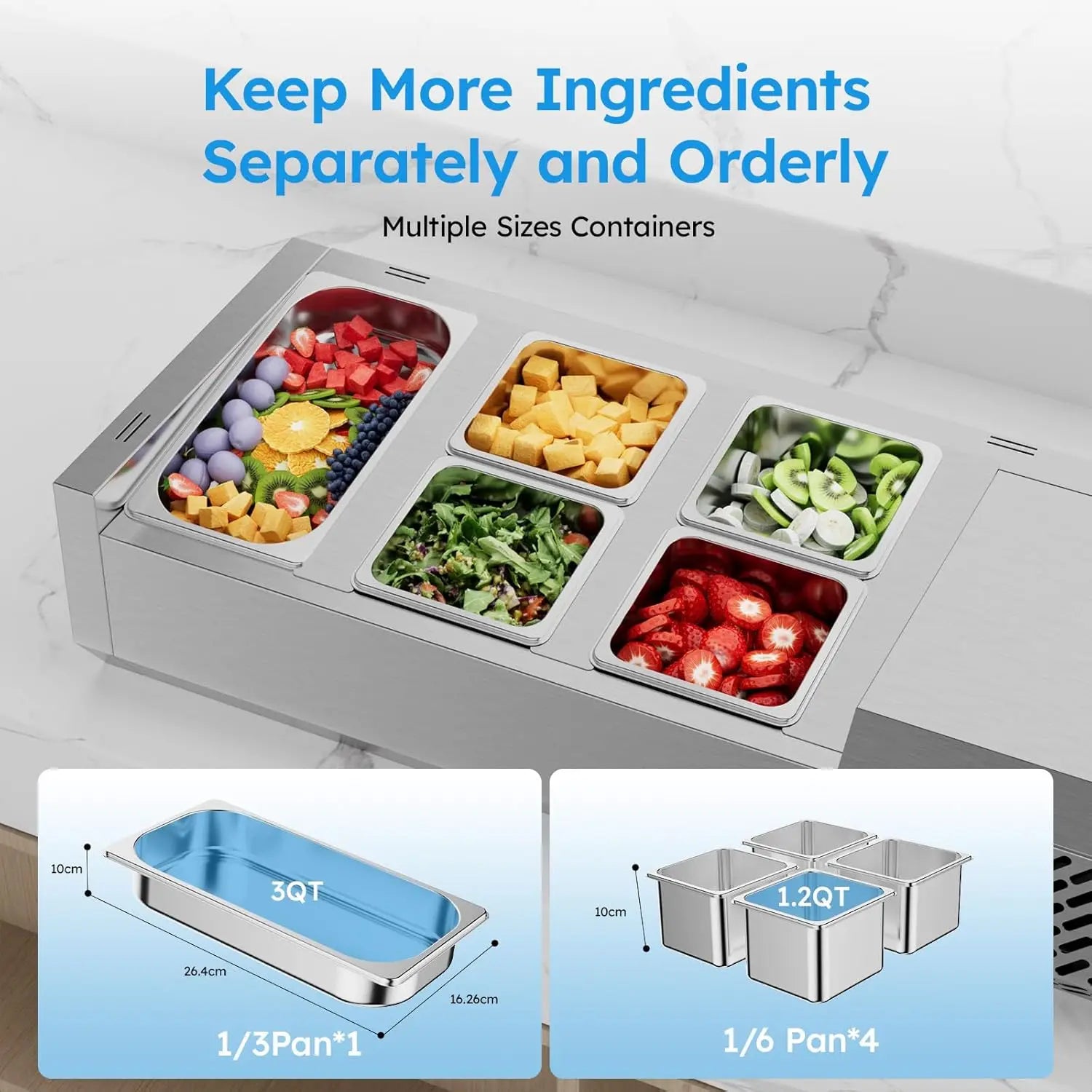ETL Certified 40" Sandwich/Salad/Pizza Prep-Table Refrigerator