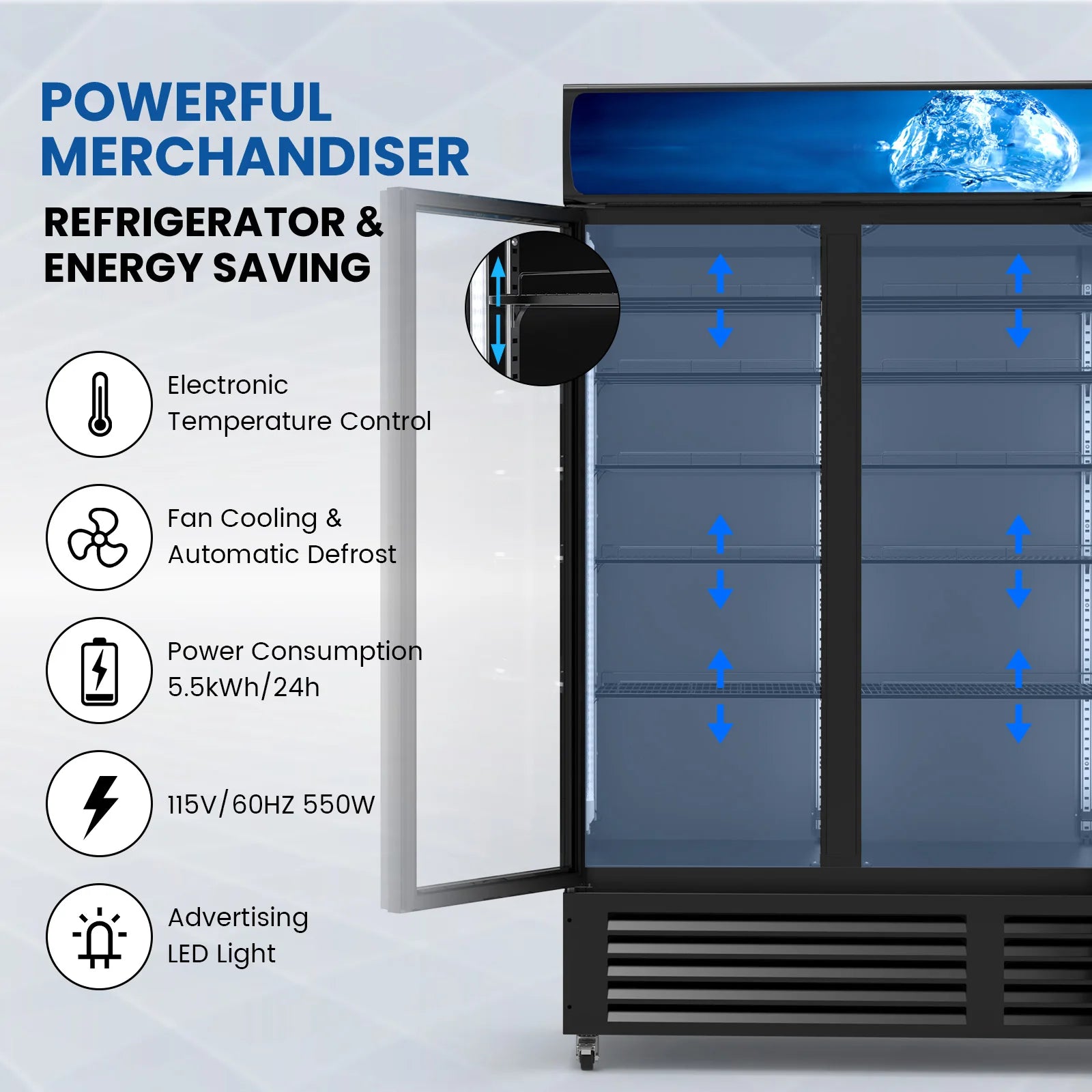 56 CF Commercial Display Beverage Fridge