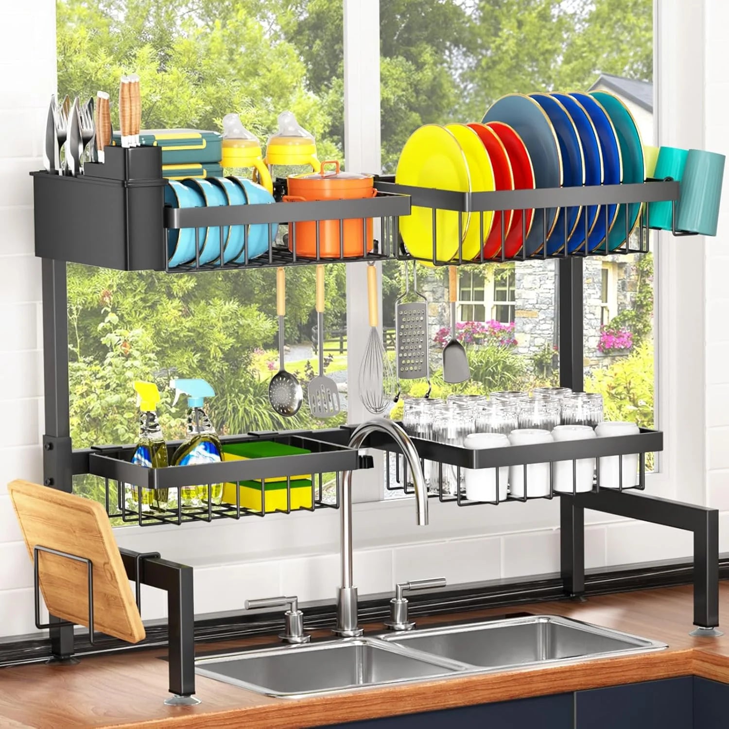 2-Tier Over-The-Sink Dish Rack, Large