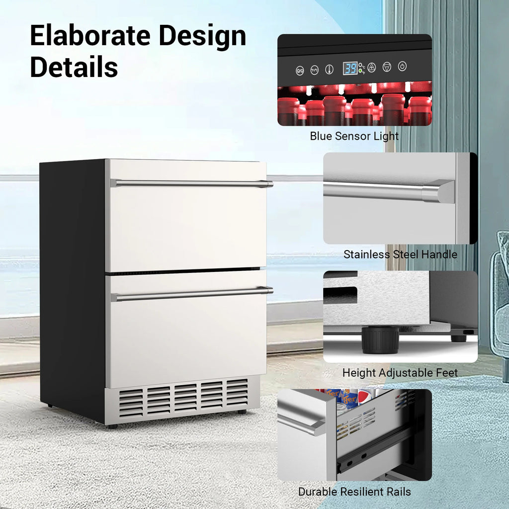 24" 2 Drawer Undercounter Outdoor Refrigerator