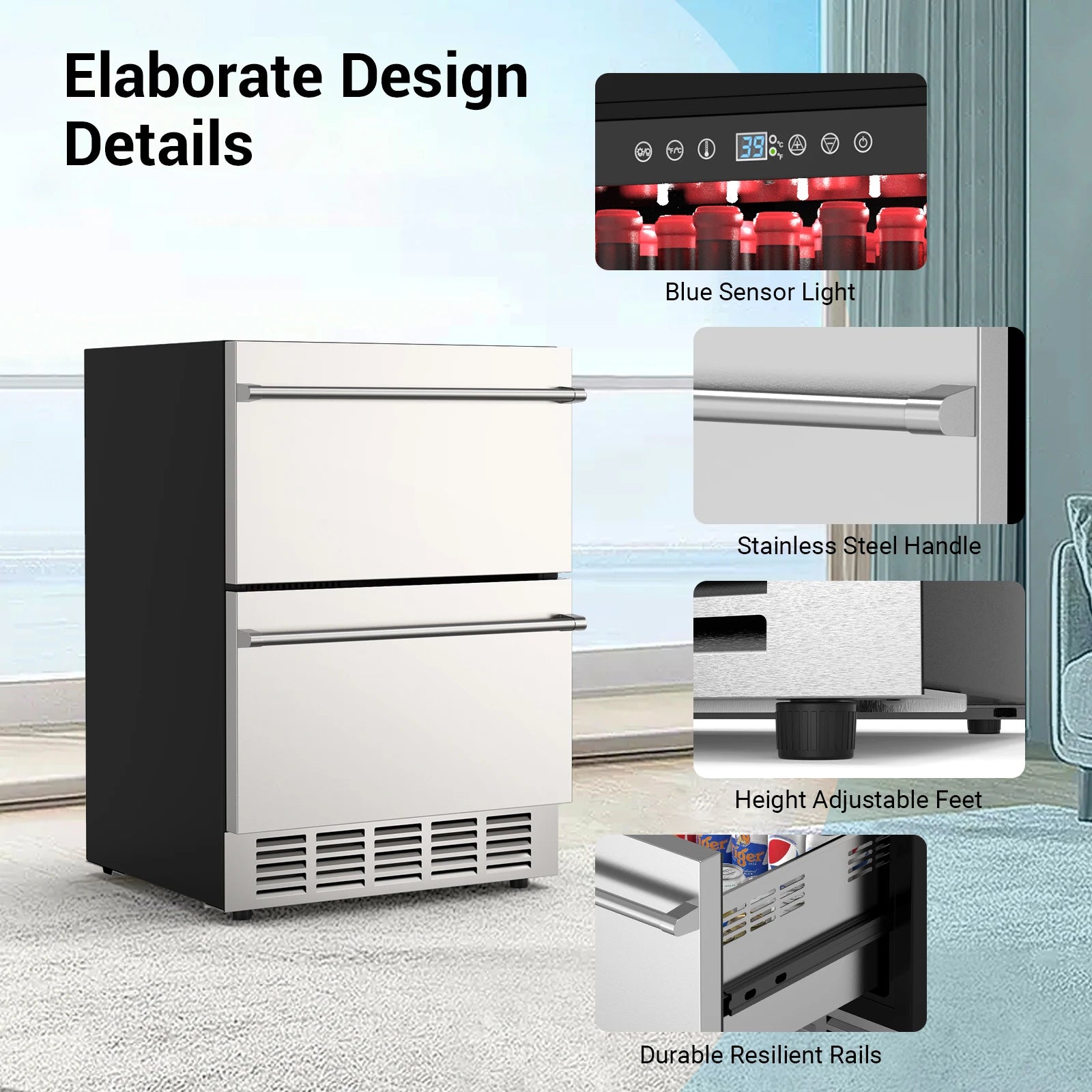 24" 2 Drawer Undercounter Outdoor Refrigerator