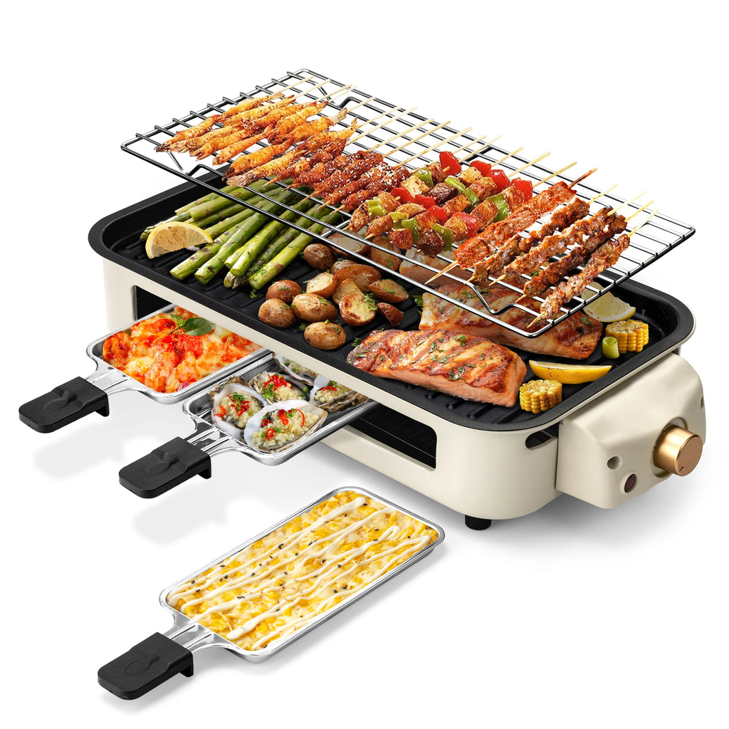 Smoke-Free Electric Grill Includes grill rack, baking tray