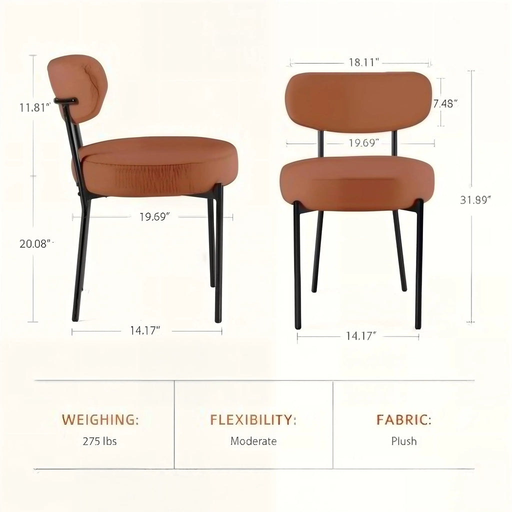 2 Mid Century Modern Round Upholstered