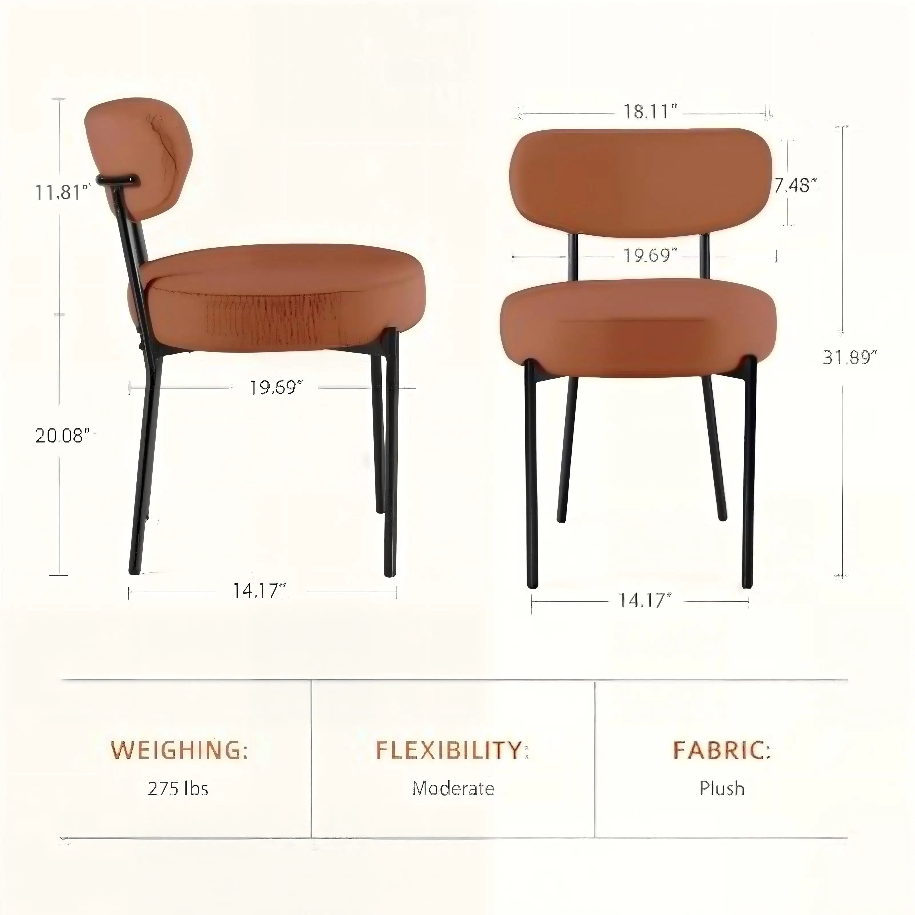 2 Mid Century Modern Round Upholstered