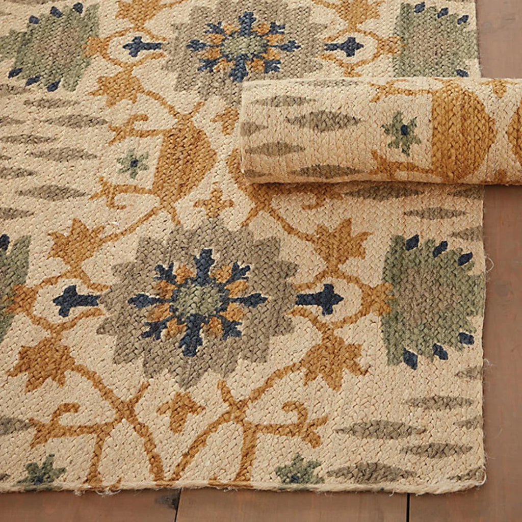 2x3 Handmade Printed Jute Rug Natural Fiber