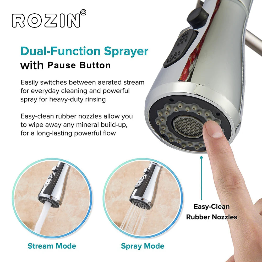 Brushed Nickel Flexible Pull Out Nozzle