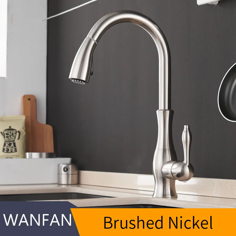 Black Silver Single Handle Pull Out Tap