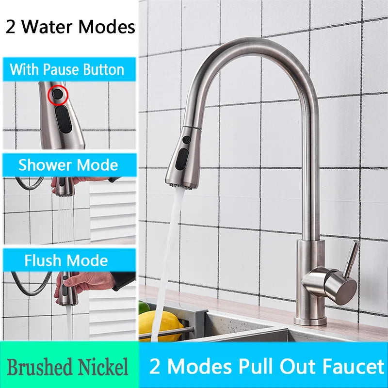 Brushed Nickel Flexible Pull Out Nozzle