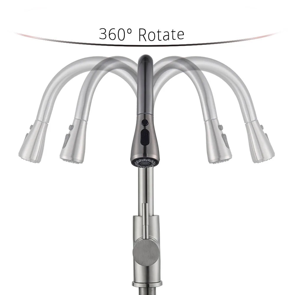 Brushed Nickel Flexible Pull Out Nozzle
