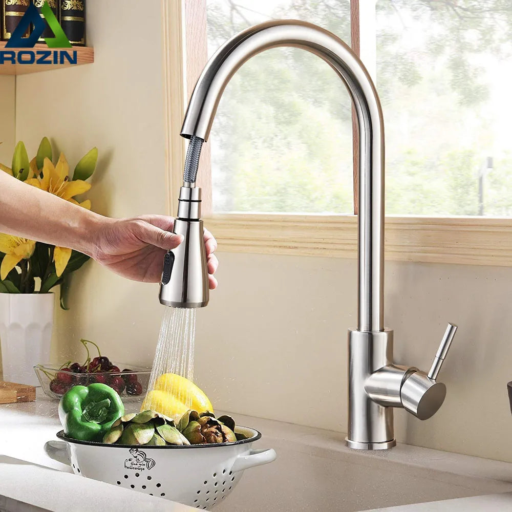 Brushed Nickel Flexible Pull Out Nozzle