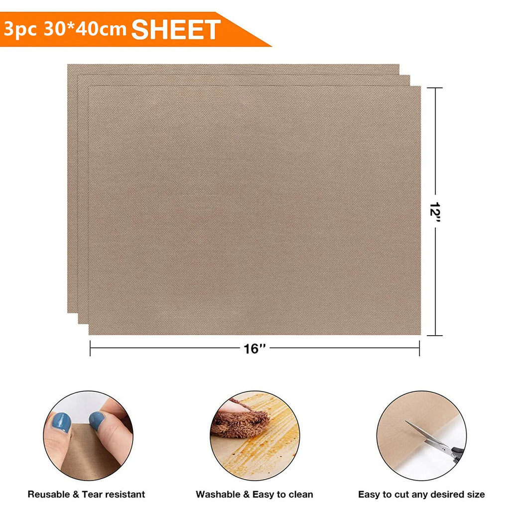 3pcs 12X16" Reusable Heat-Resistant Baking Sheets