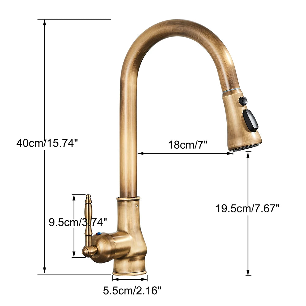 Antique Brass Pull Out Mixers Single Handle