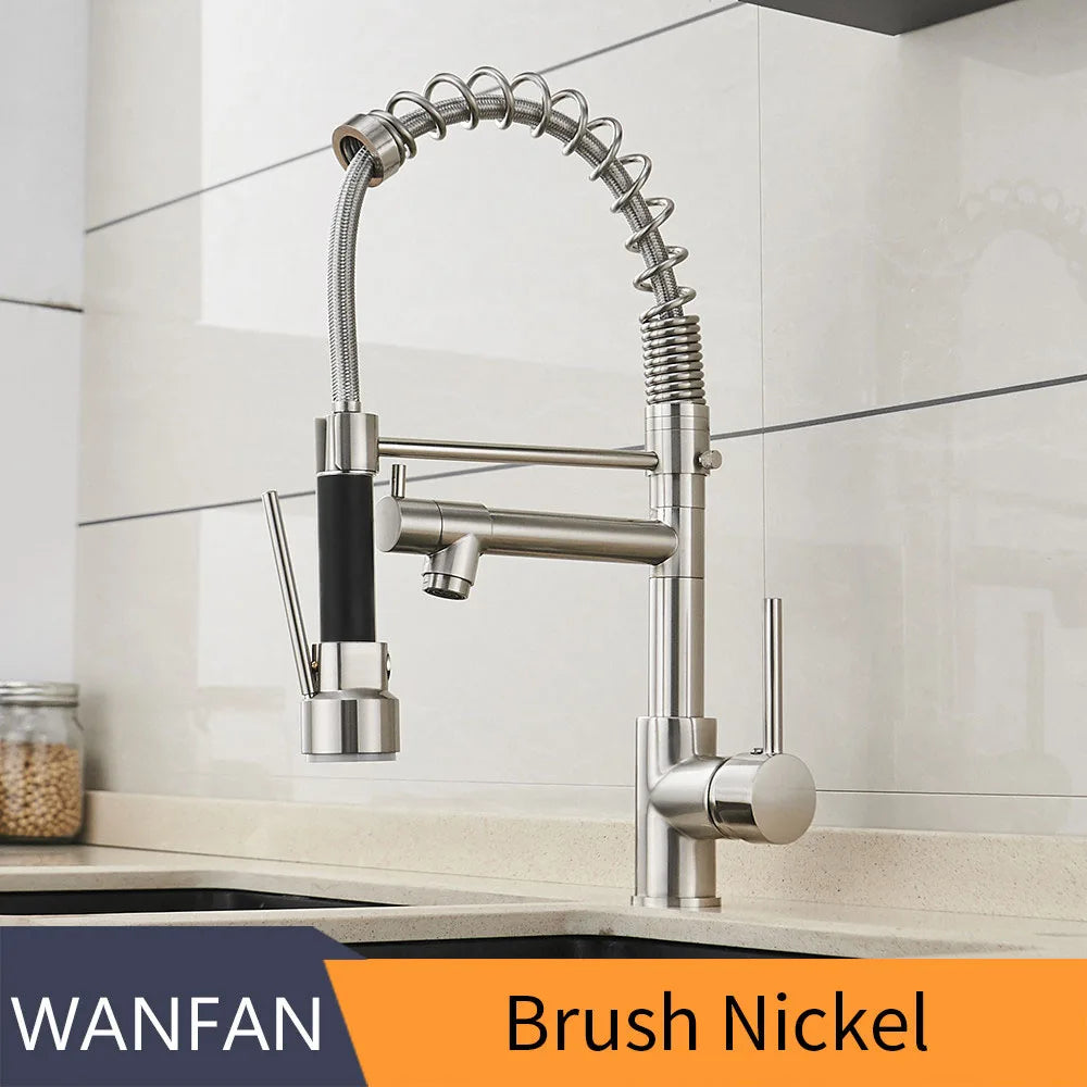 Brushed Nickel Faucet Pull-out Rotatable Swivel