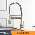 Gold Single Pull Out Spring Spout Mixers
