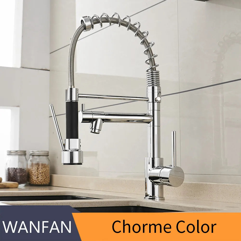 Brushed Nickel Faucet Pull-out Rotatable Swivel