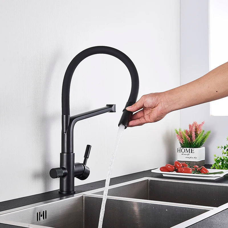 Matte Black Tap Pure Water Filter Mixer