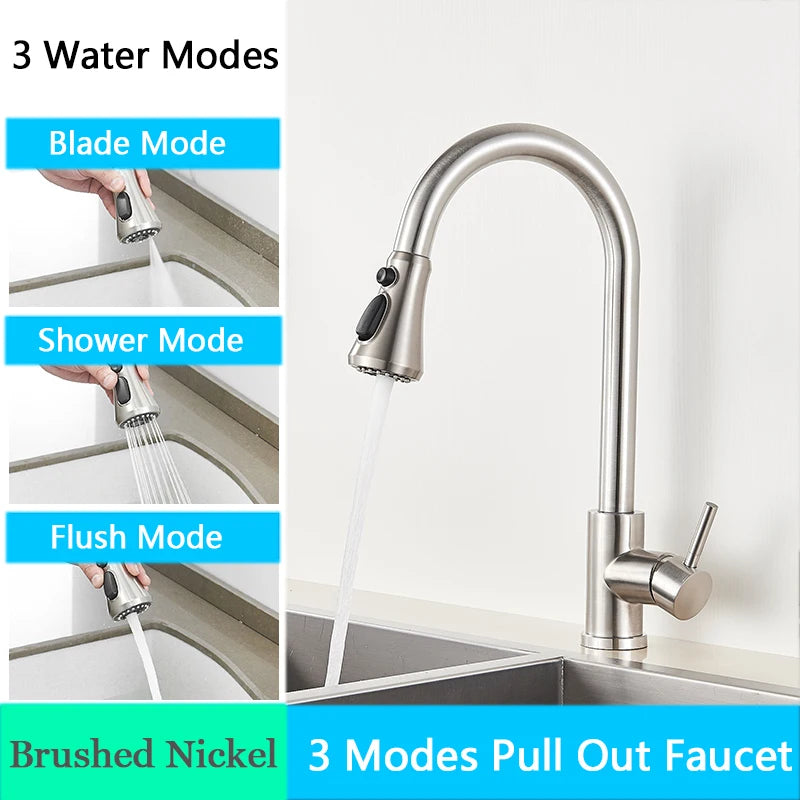Brushed Nickel Flexible Pull Out Nozzle