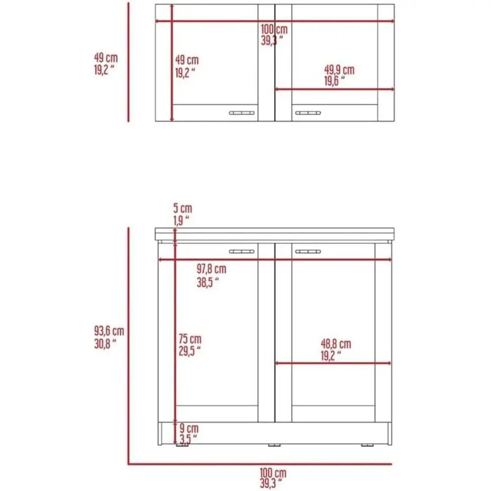 2-Piece Light Grey Cabinet Set W/Countertop