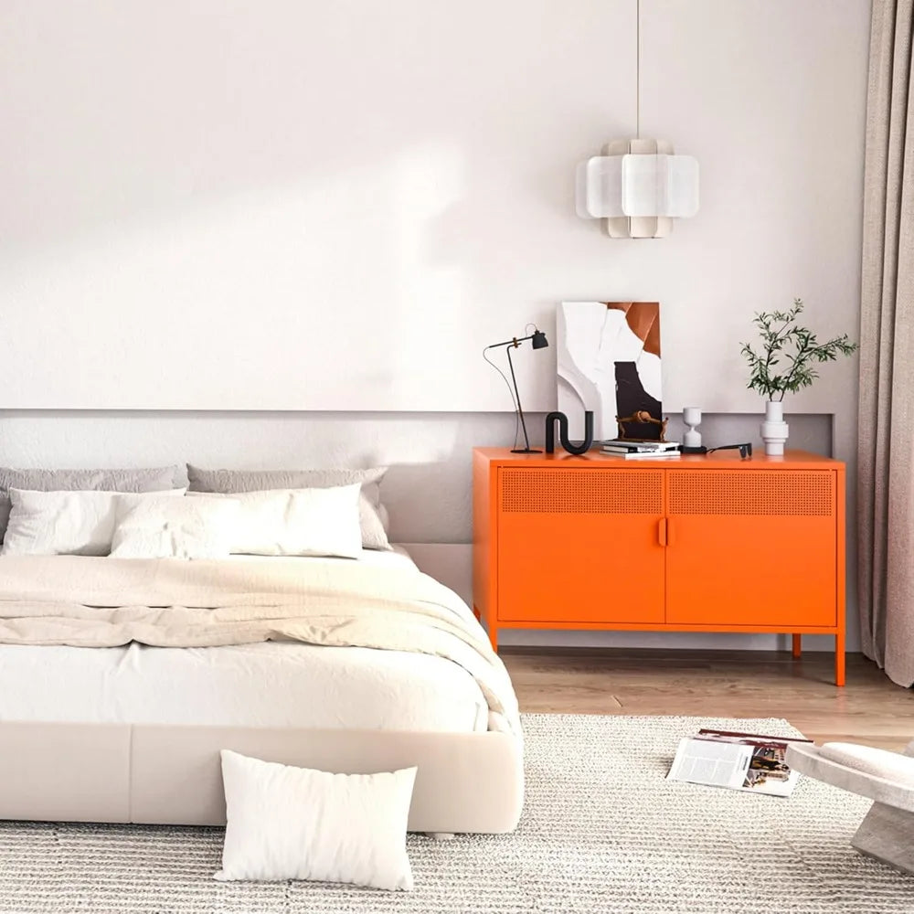 Orange Metal Accent Cabinet