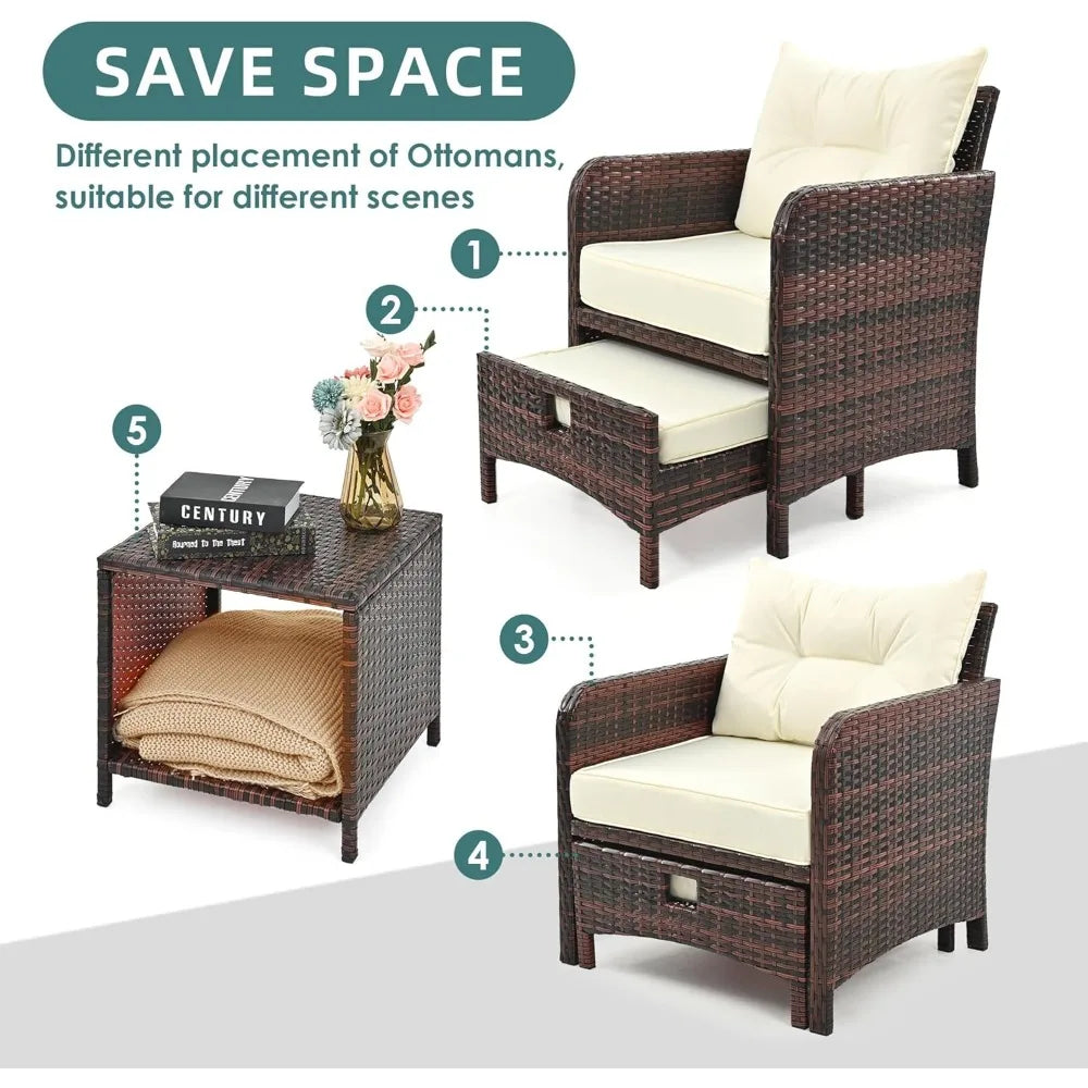 5-Piece Rattan Patio Set