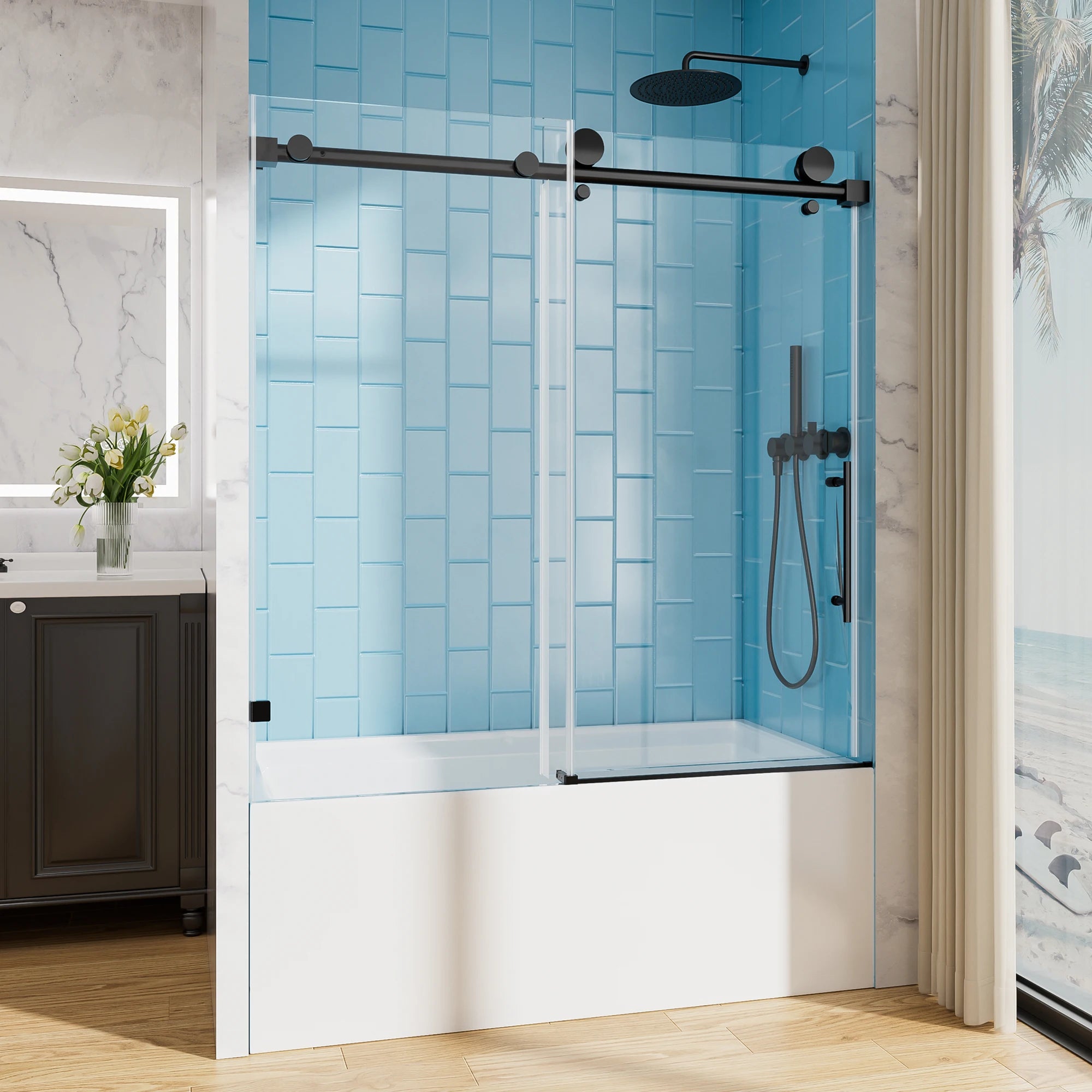 56-60"x60" H Bathtub Shower Door