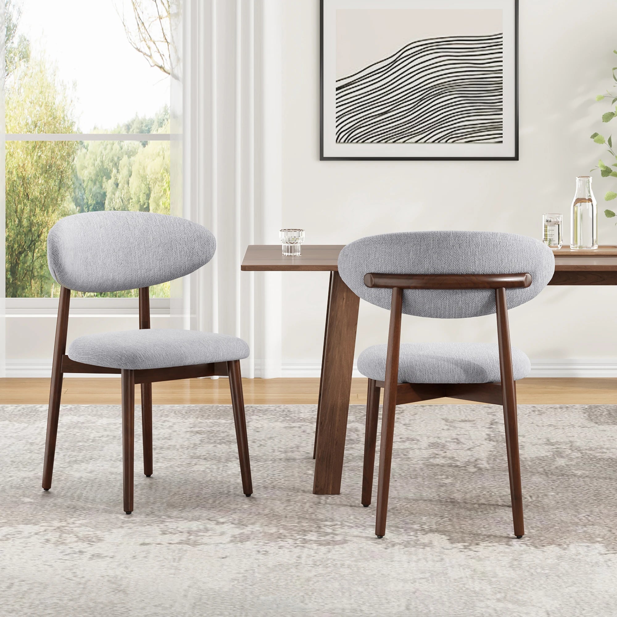 2 Solid Wood Modern Upholstered