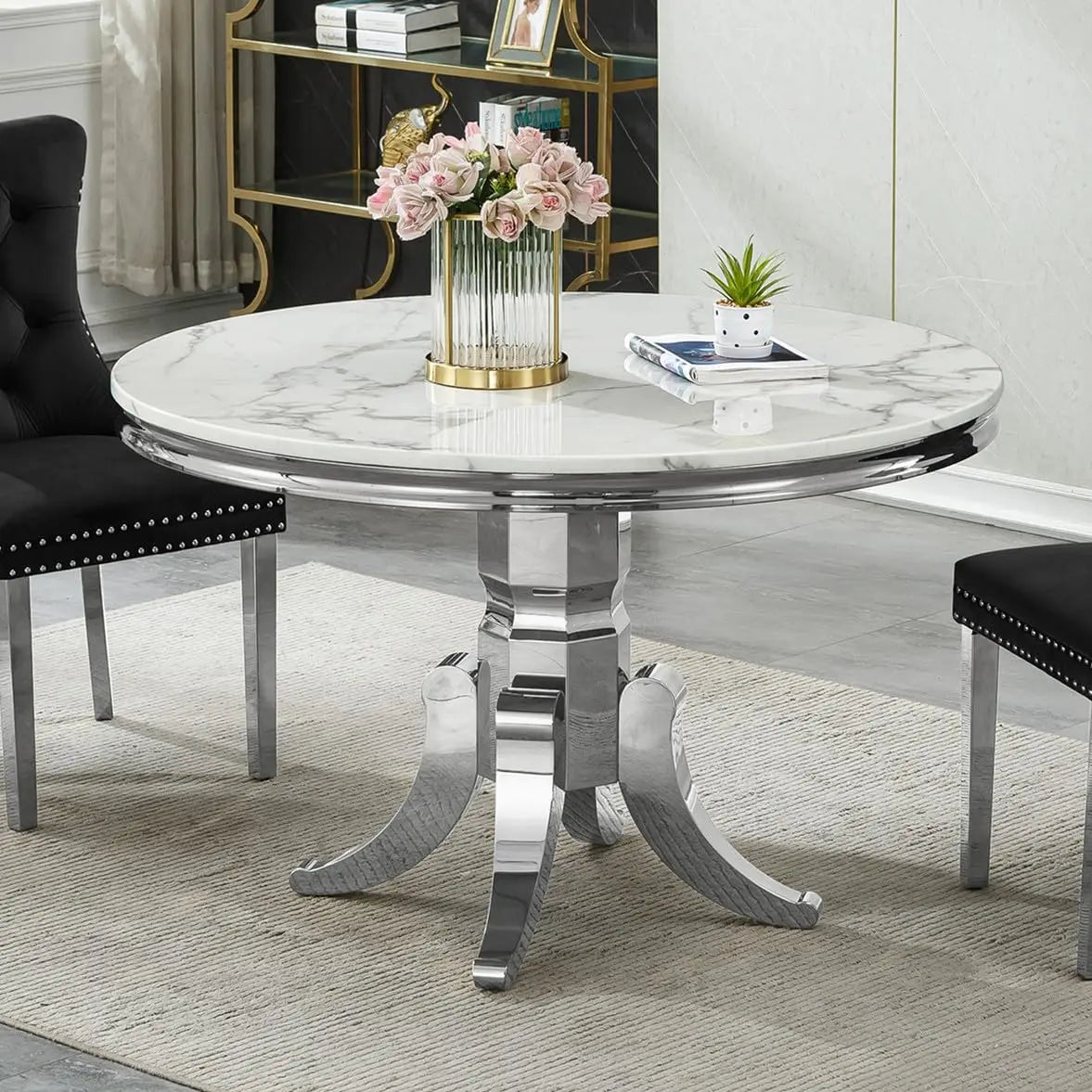 68" Modern White Faux Marble for 6-8 Rectangle