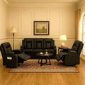 Leather Manual Recliner Sofa Set