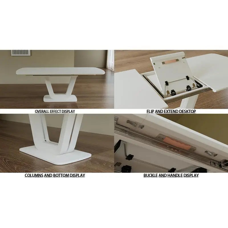 63-78.75" Expandable White MDF Industrial Style