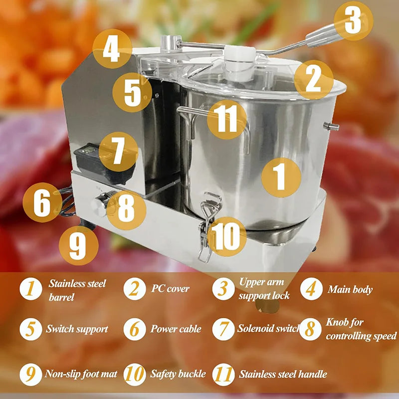 12LCommercial Food Processor Stainless Chopper
