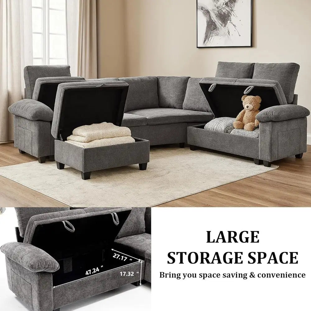 108 L-Shape Sleeper Sofa with Bed