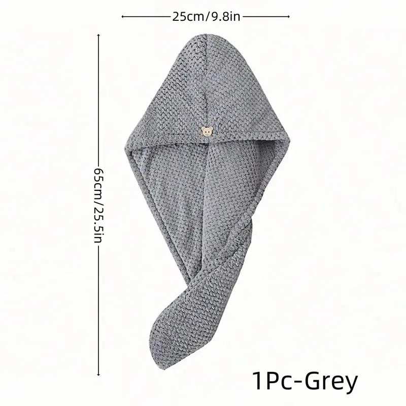 Grey Waffle Weave Microfiber Hair Drying Turban