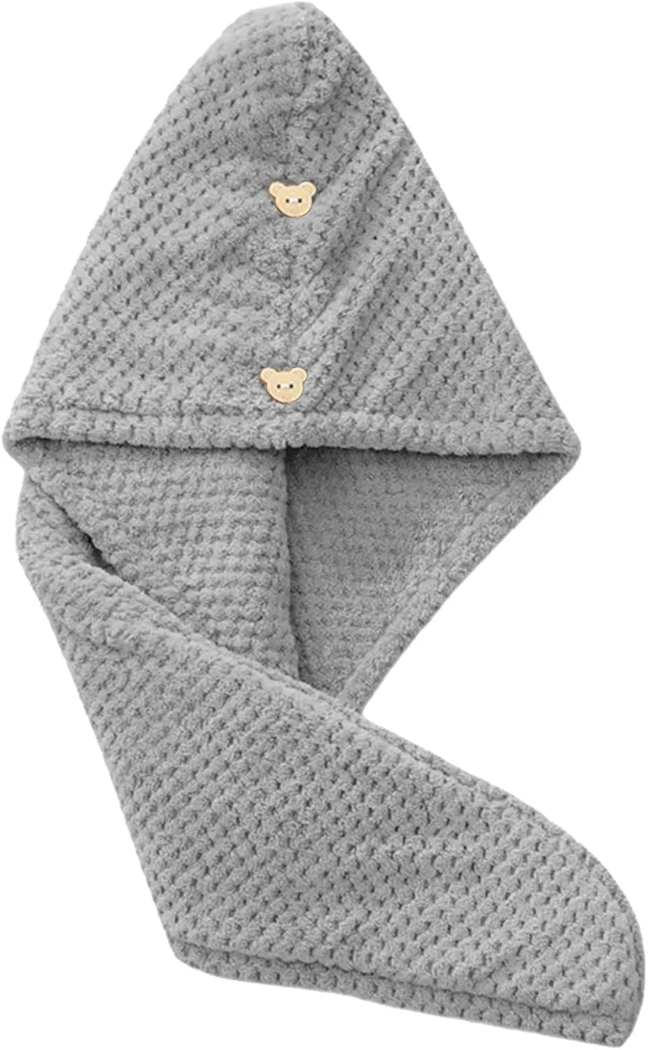 Grey Waffle Weave Microfiber Hair Drying Turban