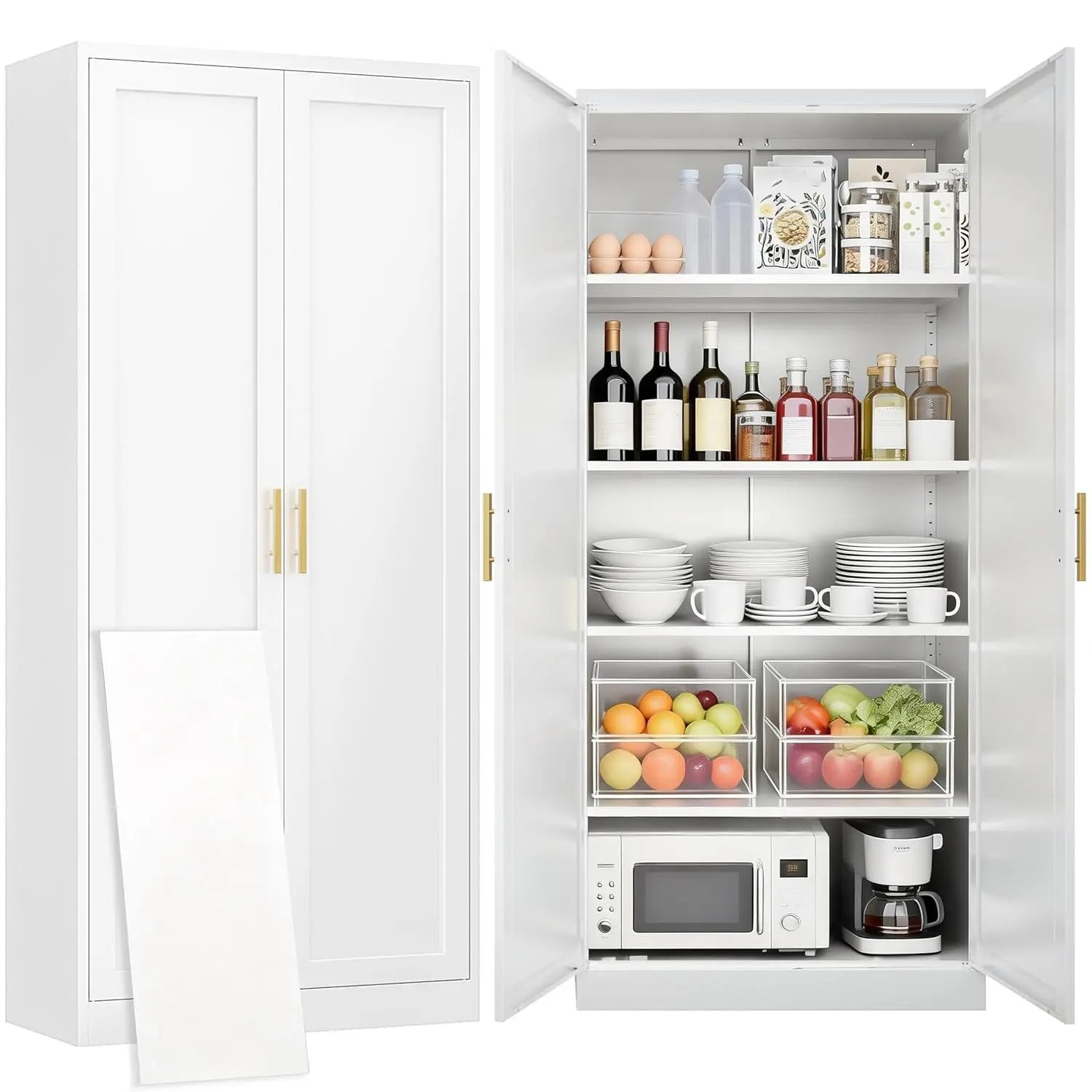 White Pantry Cabinet 71" Tall Metal