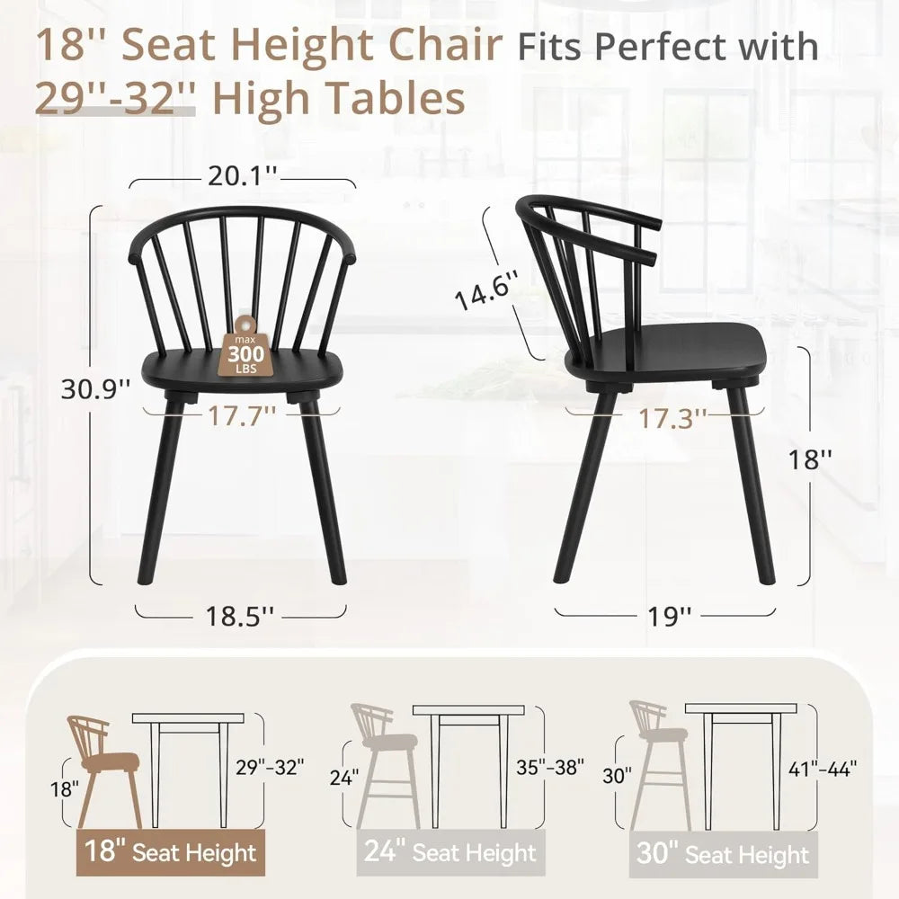 4 Black Farmhouse Semicircular Backrest