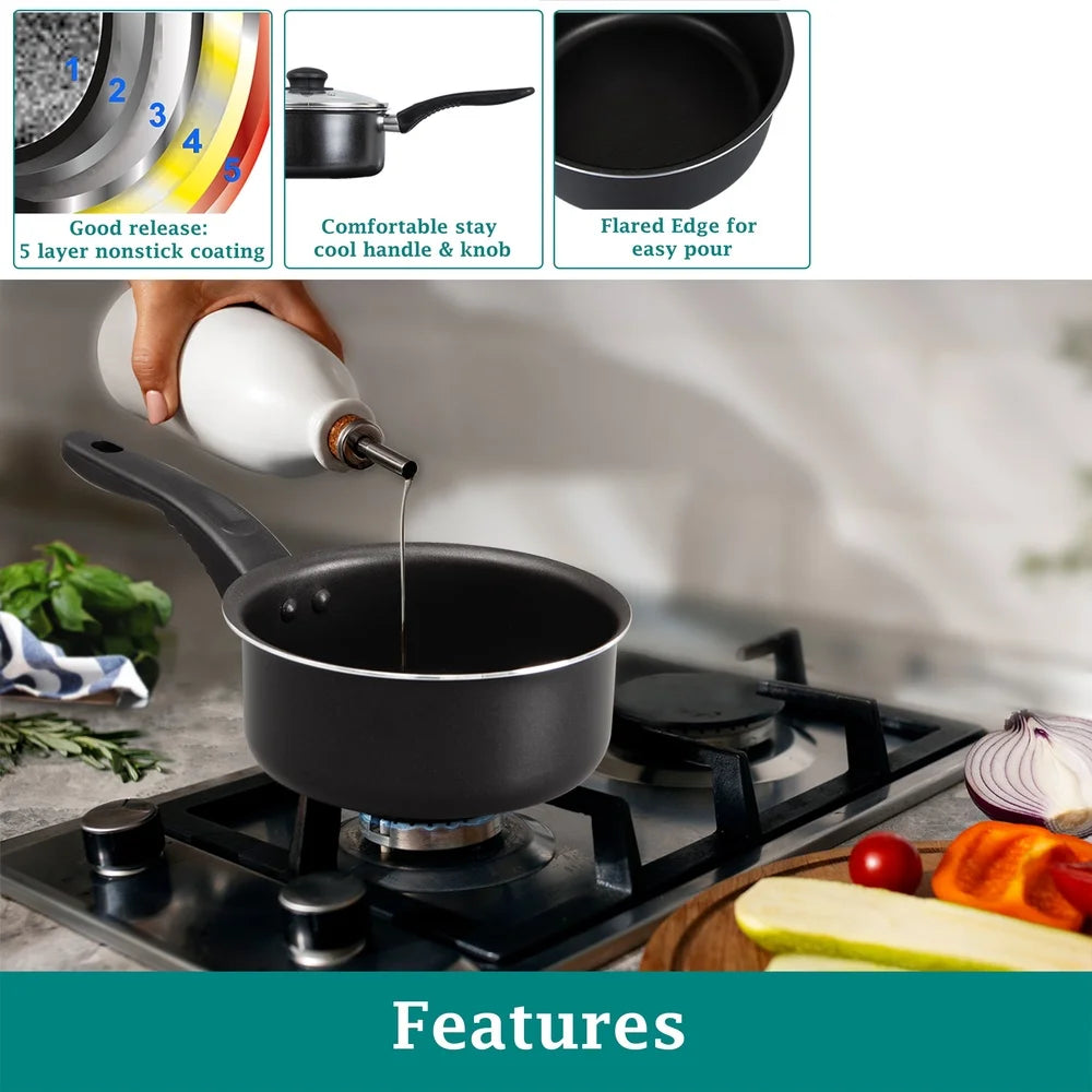 3 Pcs Non-Stick Sauce-Pans 1Qt 2Qt Pots