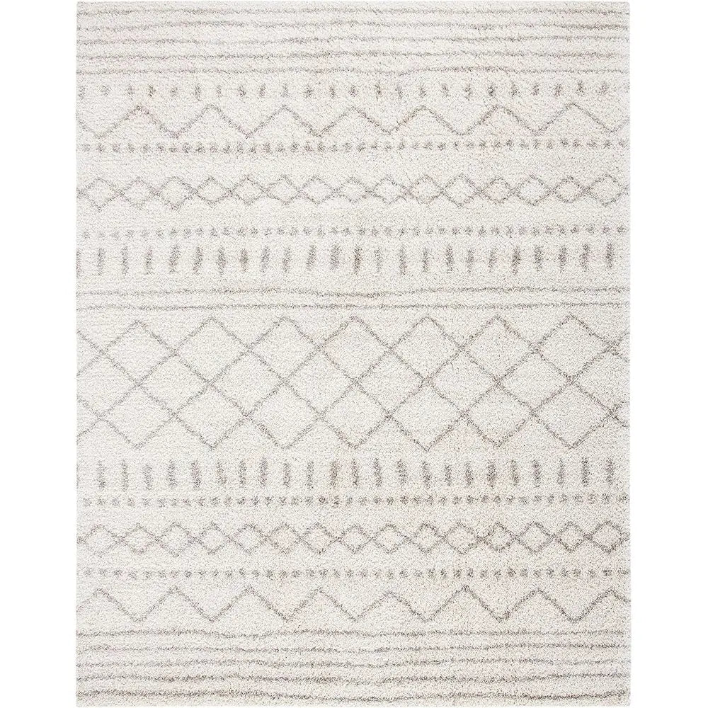 10x14 Customized Shag Ivory & Beige Moroccan